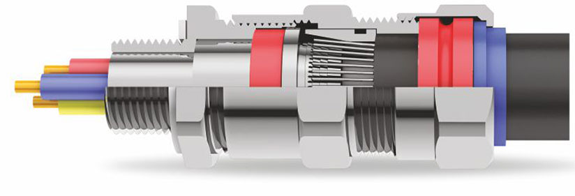 E1WB BR Double Compression Barrier Cable Gland 3D Diagram